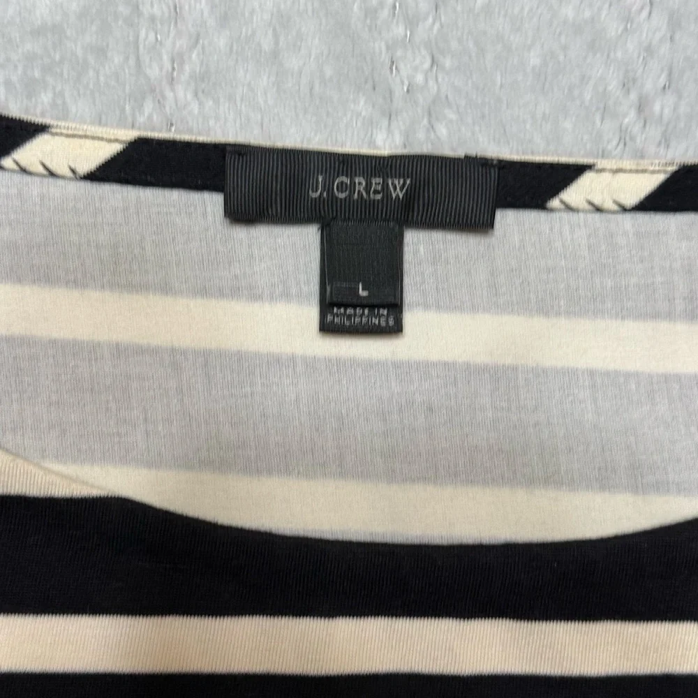 JCREW Ruffle Sleeve Tee In Black Cream